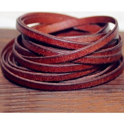 Vintage Genuine Cowhide Leather strip Flat rope DIY leather craft Jewelry bag 5 meters leathercraft