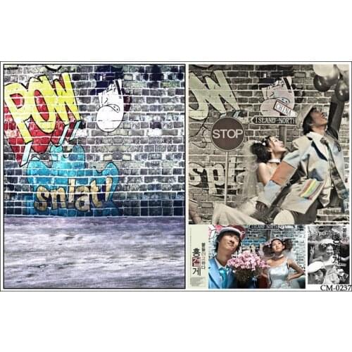 VinylBDS Wedding Photography Background Studio Photo Backdrop Graffiti On Walls Brick Walls Concrete Floor For Photos