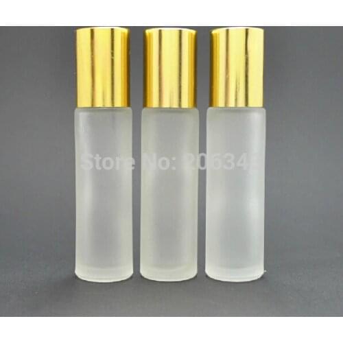 10ml frosted transparent roll ball bottle for eye cream,perfume,essentical oil,deodorant bottle with gold lid