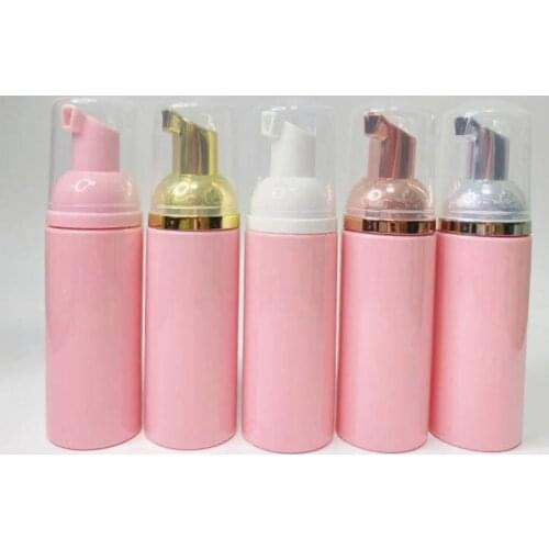 12 X 60ml mini Pink Plastic Foam Pump Refillable Empty Cosmetic Bottle lashes Cleanser Lash Extension Shampoo bottle