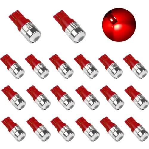 20Pcs Red T10 W5W 5630 6SMD 12V Led Bulbs For Car License plate light Interior Lights Reading Light Trunk Light Bulb