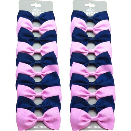 20PCS/Lot Lovely Navy and Pink With Hairpins Grosgrain Ribbon Bows Clips 2020 Korean Creativity Hair Accessories For Baby Girls