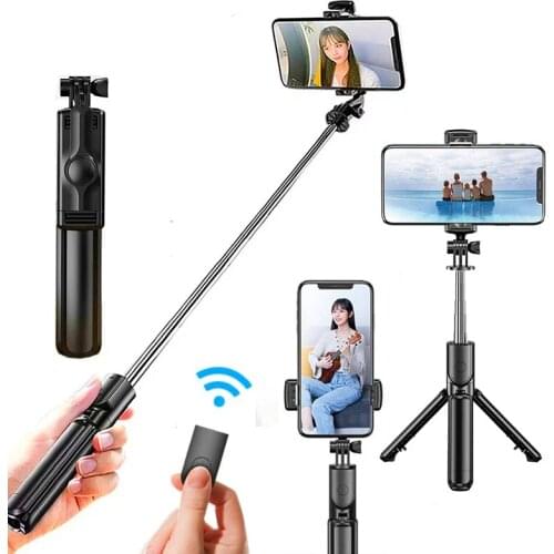 3 in 1 extendable tripod selfie stick with wireless bluetooth remote control selfie time shutter for iPhone Samsung phone Holder