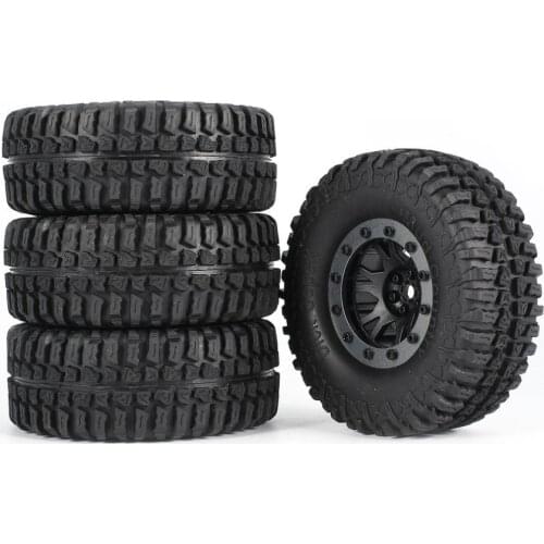 4pcs AUSTAR 3020 110mm 1.9in Metal Rim Rubber Tyre Tires Beadlock Wheel Set for CC01 RC4WD D90 1/10 RC Crawler Car Model