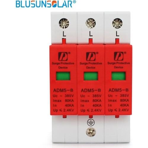 50 pieces / lot Din Rail 35mm High Quality Lightning Surge 80KA 3P (3P+N) 385V Power Surge Protective Device