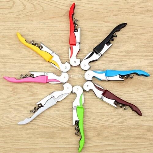 500pcs Red Wine Opener Portable Parrot Wine Beer Bottle Opener 2 in 1 Customize Cutting Knife Stainless Steel Mini Corks
