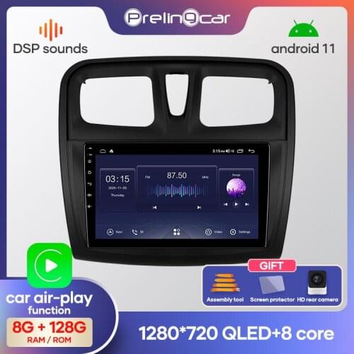 Prelingcar Android 10 NO 2 din DVD Car Radio Multimedia Video Player GPS Navigation For Renault Logan 2012-2019 Sandero 2014-19