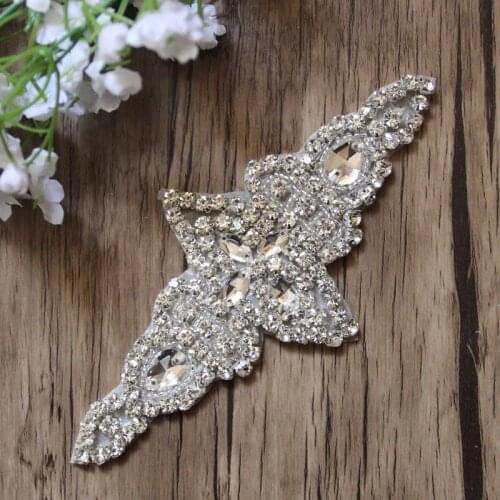 Free Shipping Wholesale 40pcs/lot 6'' Rhinestone Applique for Wedding Gown Bridal Sash Evening Wear Rhinestone Patch LSAP0911