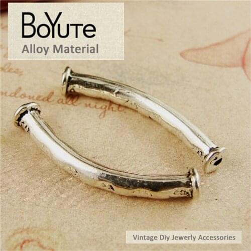 BoYuTe (40 Pieces/Lot) 5*30MM Zinc Alloy Materials Antique Silver Plated Bend Bracelet Diy Jewelry Making Accessories