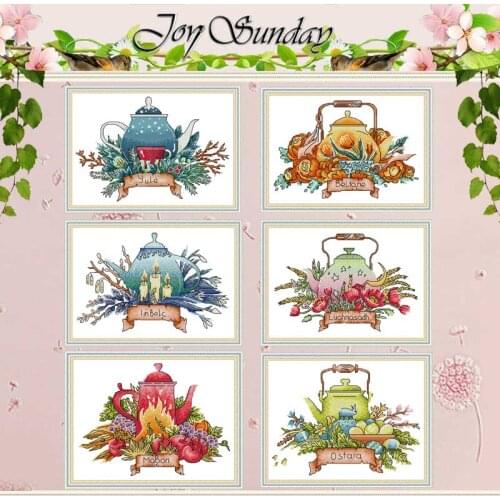 Teapot Series Patterns Counted 11CT 14CT Printed Cross Stitch Sets Chinese Handmade Cross-stitch Kits Embroidery Needlework