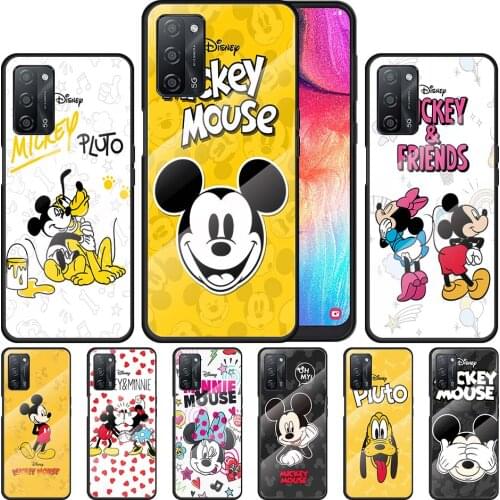 Lovely Disney Mickey for OPPO Realme 7i 7 6 5 Pro C3 XT A9 2020 A52 Find X2Lite Luxury Tempered Glass Phone Case Cover