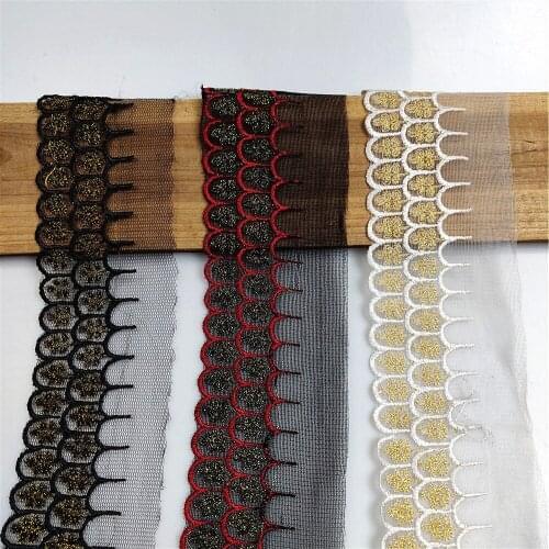 5-7CM Width 1Yard Gold Cording Fabric Flower Venise Venice Mesh Lace Trim Applique Sewing Craft For Bride Wedding Dresses