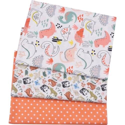 Printed Dinosaur Animal 100% Cotton Twill Kids Fabric, Patchwork Cloth, DIY Sewing Quilting Bed Sheet Materials For Baby&Child