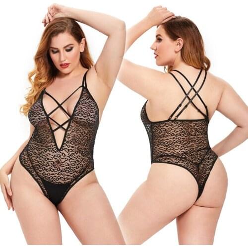 European And American Sexy Underwear Plus Size Lingere Lace Pattern sexy Pajamas Jumpsuits Q414