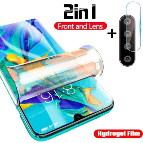 2 in 1Hydrogel Film For Huawei p smart 2021 Screen Protector Camera Lens for huawei p smart plus pro 2019 Film Not Glass