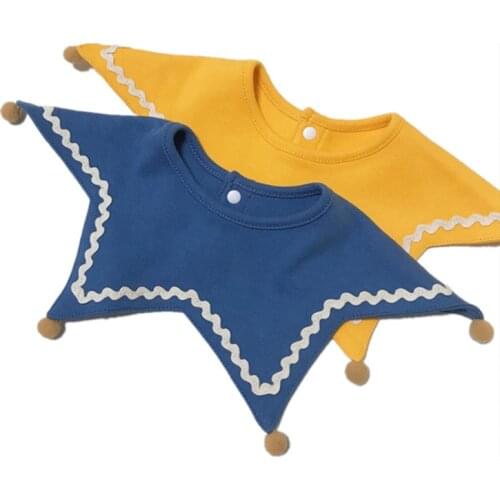 Cotton Five-Pointed Star Infant Bib Soft Comfortable 360 Degree Rotation Baby Bibs Eating Petals Newborn Bandana for Girls Boys