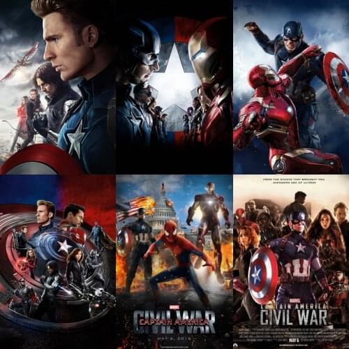 Canvas Painting Wall Art Captain America 3 Heroes Civil War Marvel Nordic Posters and Prints Pictures for Living Kids Room Decor
