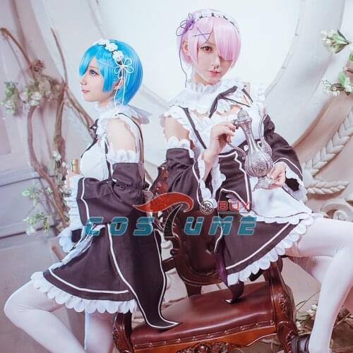 Rem Costume 2016 Anime Re:Zero Life in a Different World from Zero Rem Ram Cosplay Costume Maid Dress Custom Made