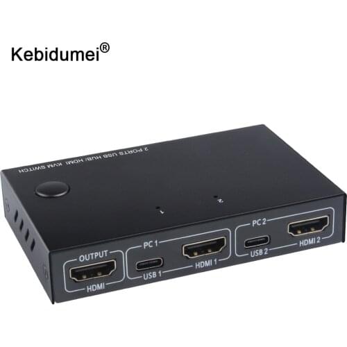 2 Port KVM Switch 4K USB Switch KVM Switcher Splitter Box For Sharing Printer Keyboard Mouse KVM Switch HDMI-compatible