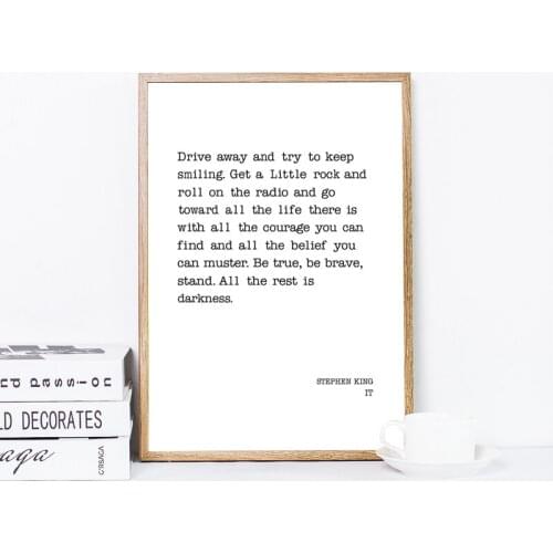 STEPHEN KING Literature Quote Canvas Print IT Book Quotes Typography Poster Inspirational Wall Art Painting Study Room Decor