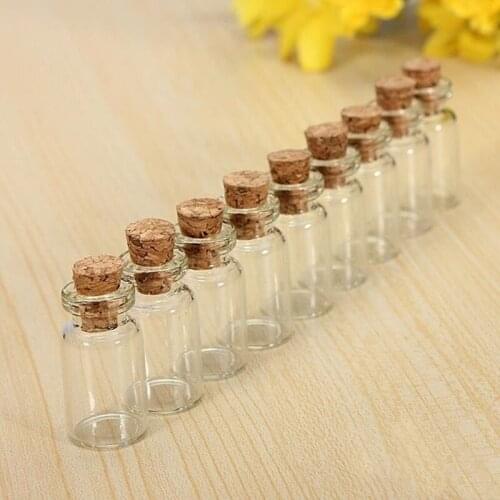 10pcs/set 1ml Tiny Small Clear Cork Glass Bottles Vials For Wedding Holiday Decoration Hogard