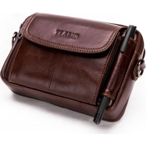Men Genuine Leather Crossbody Shoulder Bag High Quality fashion Belt Waist Fanny Pack Phone Cigarette Case Bag wallet New