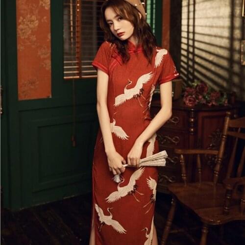 New Arrival 2020 Oriental Dress Traditional Chinese Dress Qipao Asian Clothes Woman Long Shanghai Chinese Style Cheongsam 11358