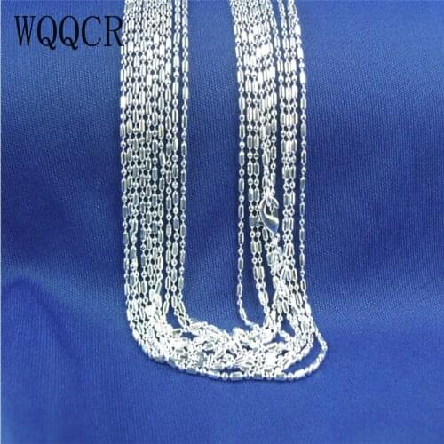 5PCS925 stamped silver plated Round Bead Ball Chain Necklace 16-30 inch for Women Men Fashion Party NEW Jewelry Festive Hot Gift