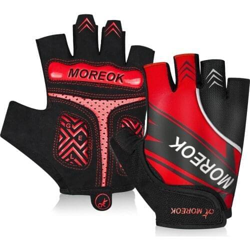 MOREOK Cycling Gloves Half Finger Bike Gloves 5MM Pads Bicycle Gloves Shock-Absorbing Mountain Bike Gloves Anti-slip MTB Gloves