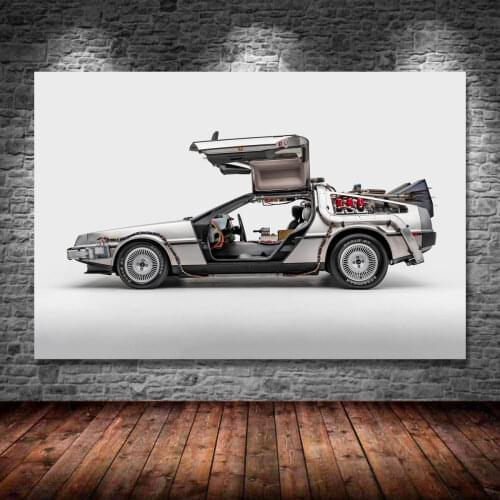 Delorean Supercars Time Machine Back To The Future Movie Posters and Prints Wall Art Canvas Painting with Framed for Room Decor