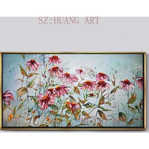 Selling hand-painted the modern high quality decoration art of lotus and flowers painting hotel lobby sofa in the bedroom