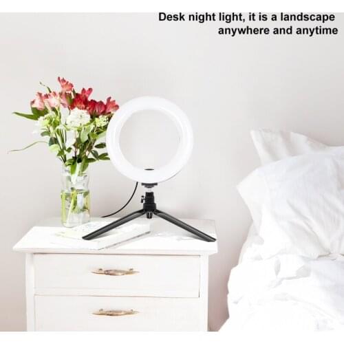 PULUZ Desktop Tripod Mount + USB Dimmable Dual Color Temperature LED Curved Light Ring Vlog Selfie Photography Lights with Clamp
