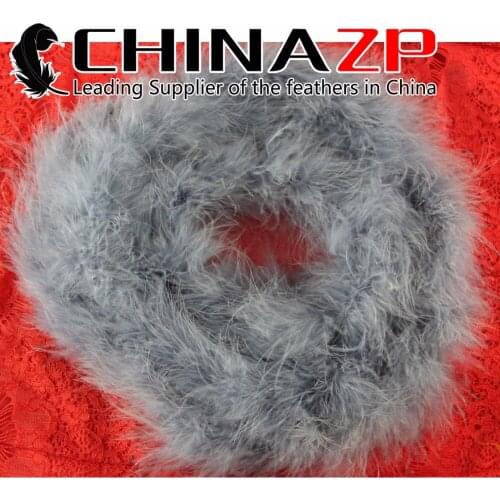 Retail and Wholesale CHINAZP Factory 20g 20yards/lot Unique Dyed Silver Grey Turkey Marabou Feather Boa