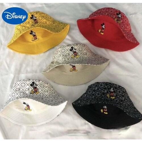 Disney Mickey Fisherman Hat Female Sunscreen Printing on Both Sides with Basin Hat Embroidered Hat Cartoon Sunscreen Hat Tide