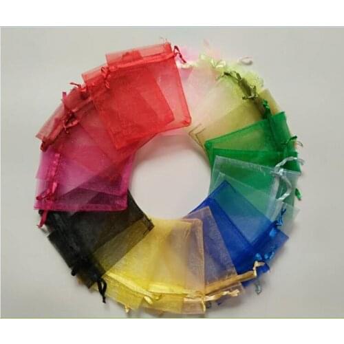 Jewelry Packaging Display Pouches 100pcs/lot 7x9cm Drawable Organza Bags Jewelry Pouch Favor Wedding Party Gift Packaging Bags