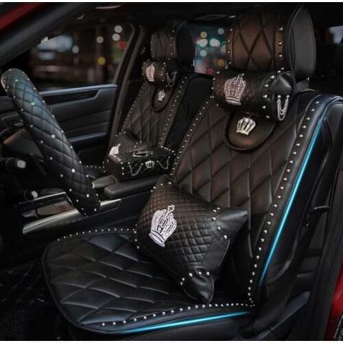 Four Seasons Universal Car Seat Cover Seat Cover Car Mat Full Surrounded Cute Breathable Car Seat Cushion Crown