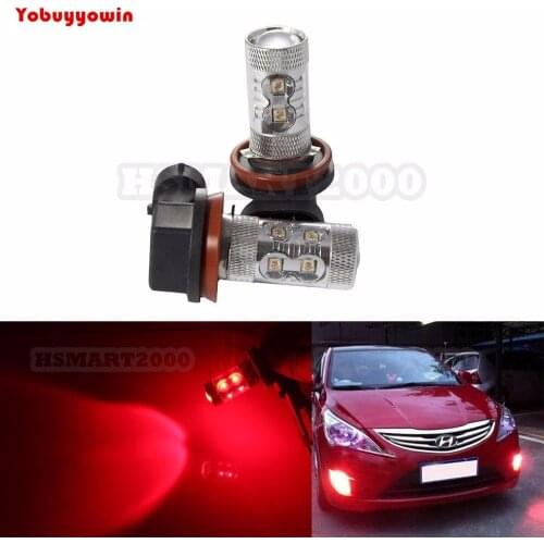 High Power Red H11 H8 60W Cree Chip LED Bulbs for Car Fog/DRL/Daytime Running Light With Load Resistors Canbus For European Cars