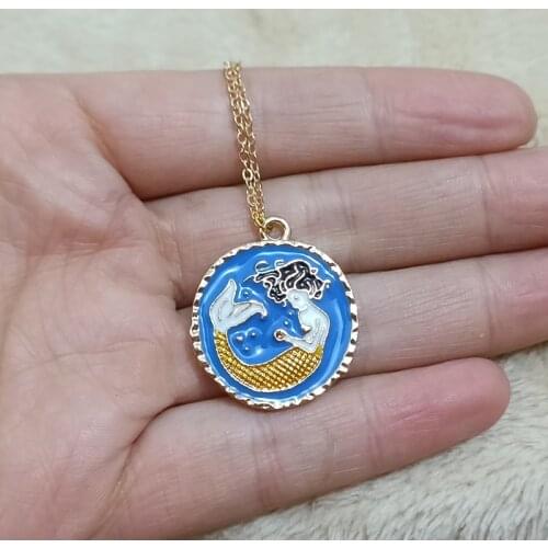 Yungqi Fashion Animal Charm Necklaces Pendants Enamel Mermaid Necklace for Women Girls Kids Choker Statement Jewelry Xmas Gifts