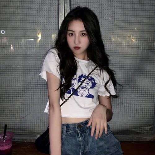 Korean Ulzzang Print Tee Summer Short Sleeve Women Cute T Shirt Women O-neck Short Style Casual T-Shirt Fashion Fit Tops Tee