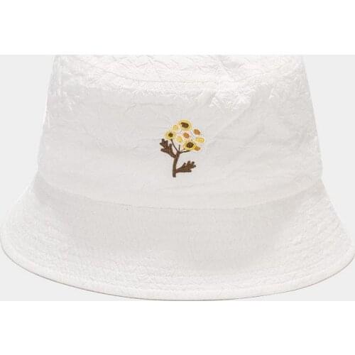 Polyester Flowers Embroidery Bucket Hat Fisherman Hat Outdoor Travel Hat Sun Cap Hats for Men and Women 313