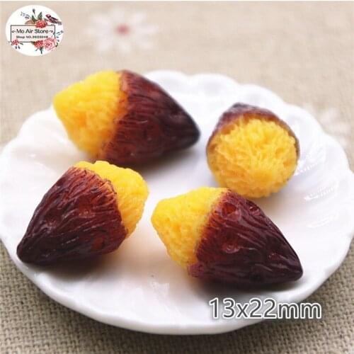 10PCS 3D Roasted sweet potatoes Dessert Resin Flat back Cabochon Miniature food Art,Decoration Charm
