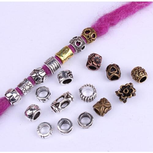 10 Pcs/pack Golden Silver 19 Styles Viking Beadshair Braid Dread Dreadlock Beads Clips Cuffs Rings Jewelry Dreadlock Accessories