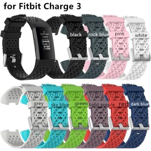100pcs Breathable Soft Silica Strap for Fitbit Charge 3 Writ Strap Band Replacement Fitbit Strap charge 3 Smart Band Accessories