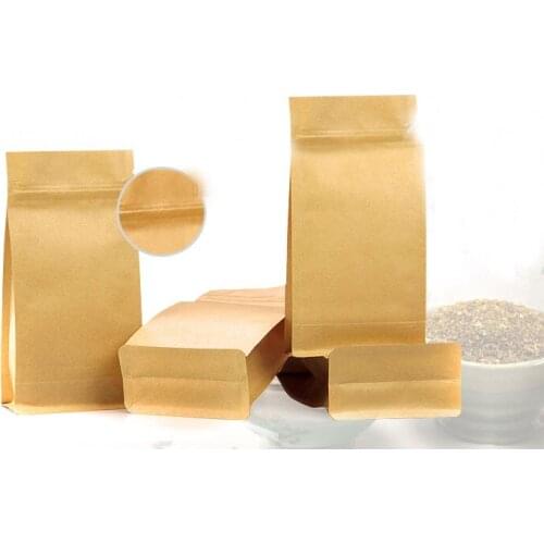 12*22+6 1000pcs stand up brown Ziplock kraft paper bags boxes recyclable for wedding/Gift/Jewelry/Food/Candy Package Paper Box