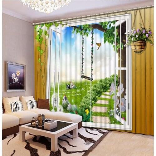 Home Bedroom Decoration 3D Curtain Window Park Bed Room Living Room Office Hotel Cortinas 3D Bathroom Shower Curtain