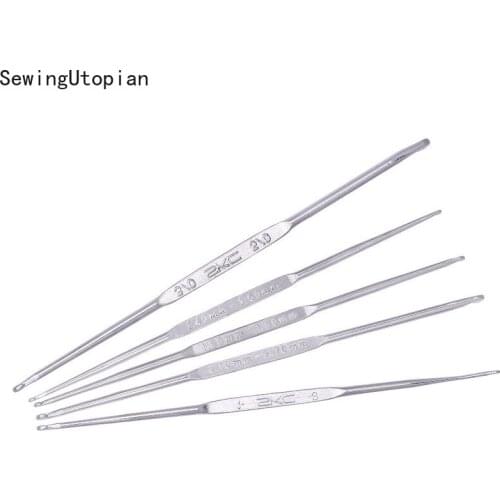 5PCS Metal Handle Crochet Hook Knitting Needles Small Sizes 1.6mm-8.0mm Lace Crochet Needles Metal Hook for Lace Knit