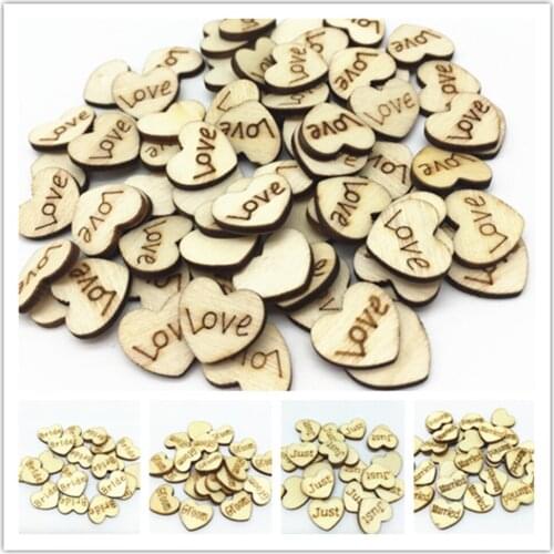 500pcs Wood Love Heart Table Confetti DIY Crafts Discs Chips Embellishments For Cardmaking Wedding Decorations
