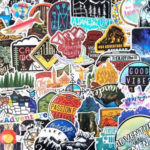 TD ZW 65 Pcs/lot Hiking Travel Stickers Adventure Outdoor Wildness Landscape Waterproof PVC Decal For Car Laptop Suitcase