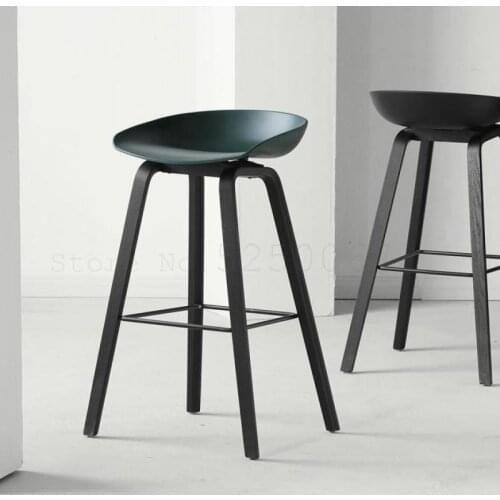 Contemporary And Contracted Solid Wood Bar Stool Nordic Creative High Stool Bar Stool Household High Chair At The Front