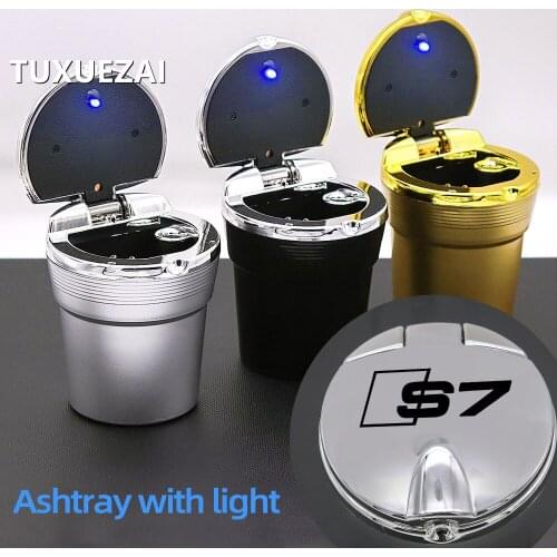 For Audi S7 Car Accessories Led Lights With Cover Creative Personality Covered Ashtray multi-function Car Supplies